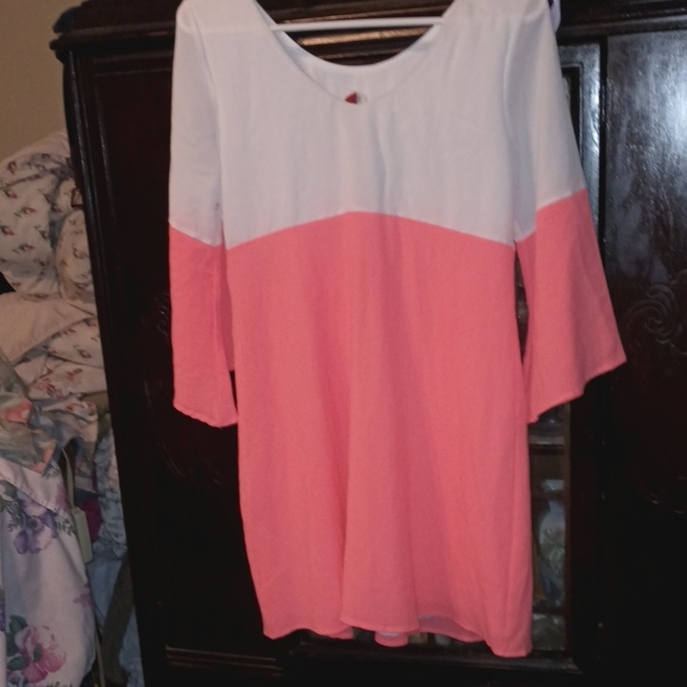 Elegant Coral and White Women's Tunic